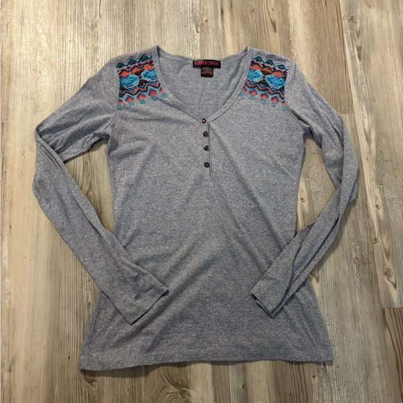 ROCK&ROLL Cowgirl size large long sleeve shirt with embroidered details - Picture 7 of 8